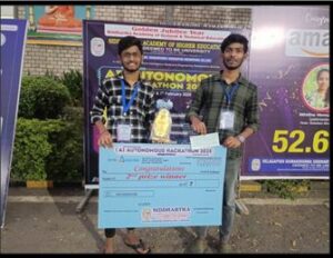 Mr.Chaitanya,Mr.Sai Kumar secured Third Prize, along with cash award of ₹5,000 at AI Autonomous Hackathon Conducted by V R Sidhartha Engineering college.